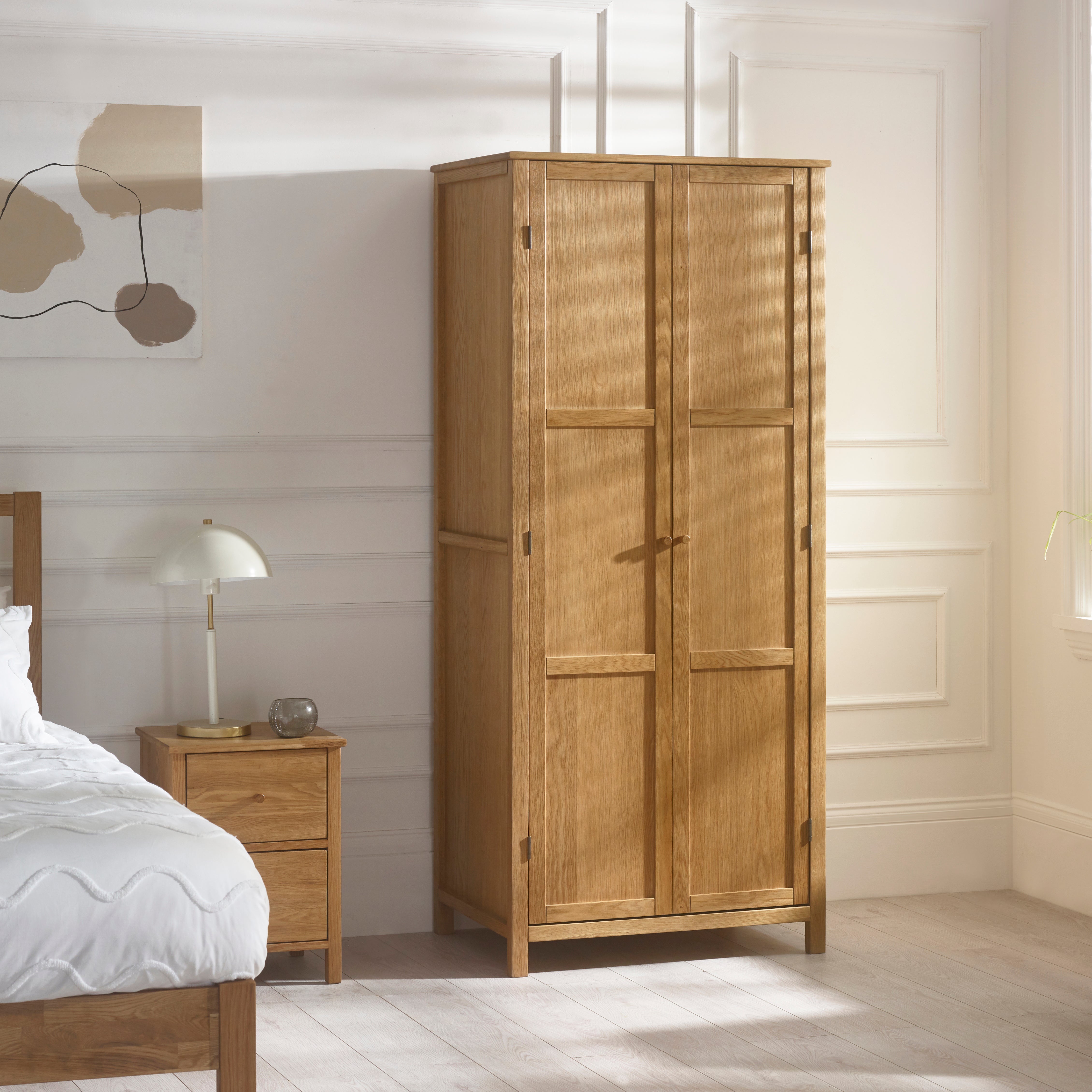 Osborne Solid Oak Wood Double Wardrobe